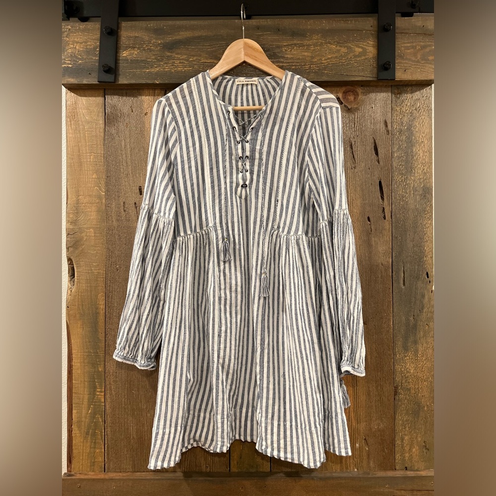 Ulla Johnson Helena blue and white stripe Boho Dress